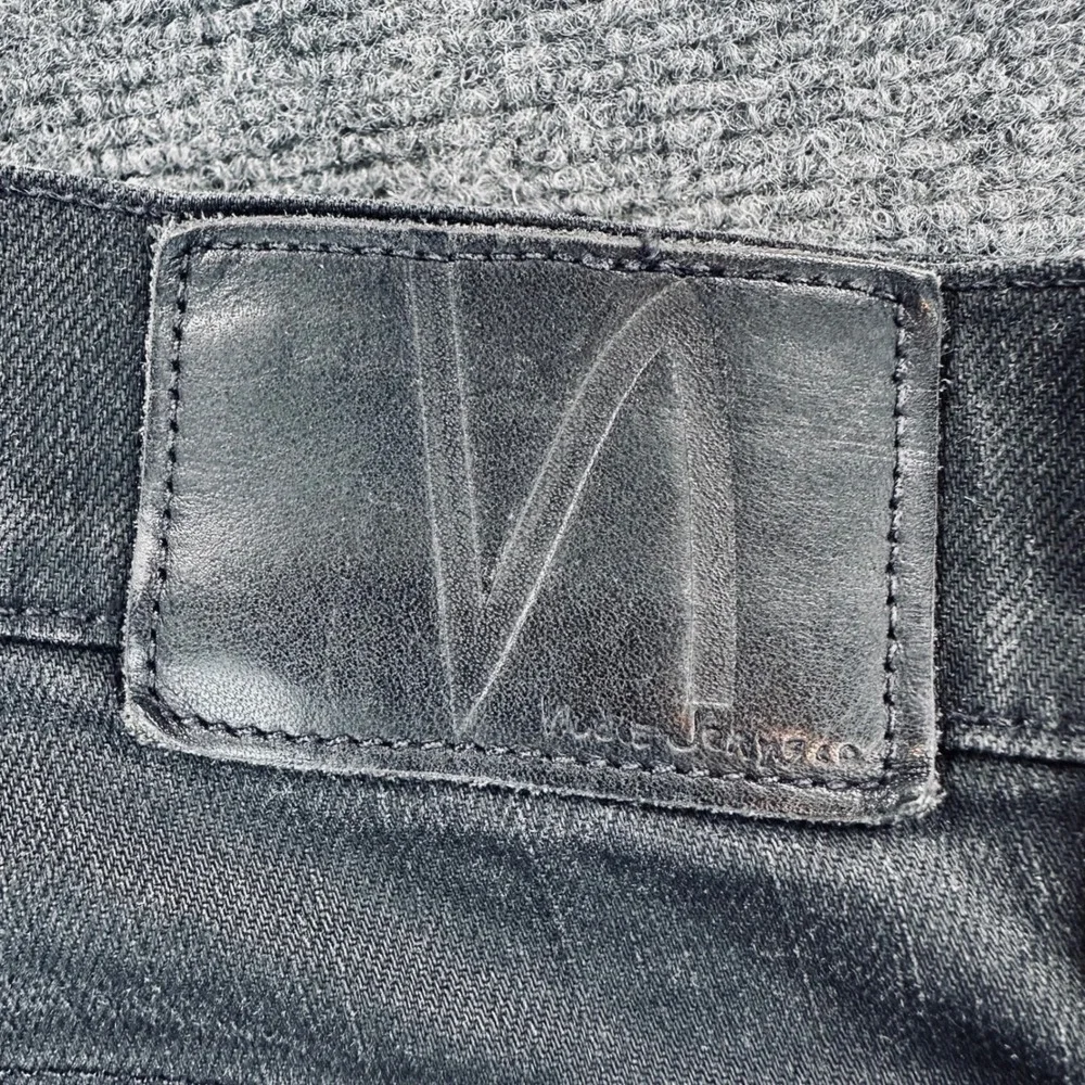 Nudie Jeans Lean Dean Everblack Denim Jeans Men's 34x32 Black Straight Leg Italy